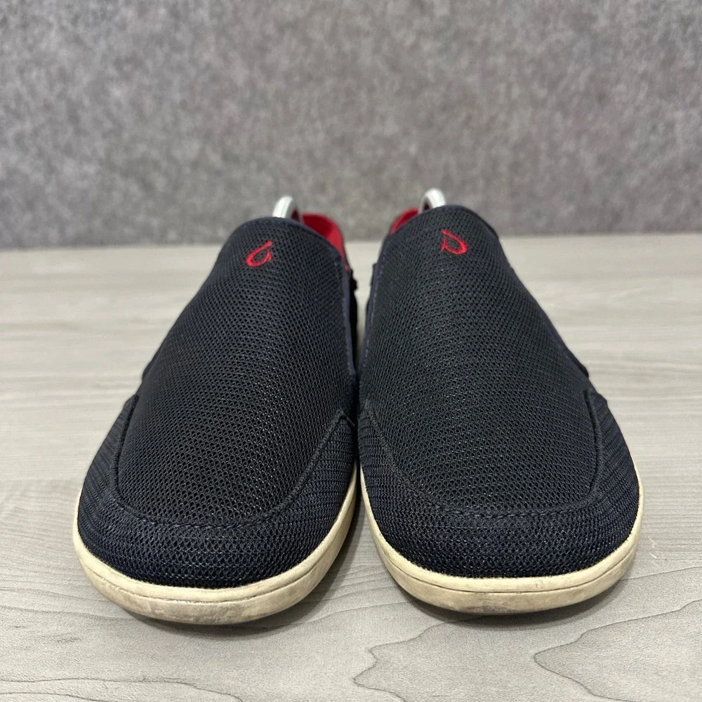 OluKai Nohea Mesh Slip On Shoes Mens 10‎ Black Red Casual Loafers 10188-DG43